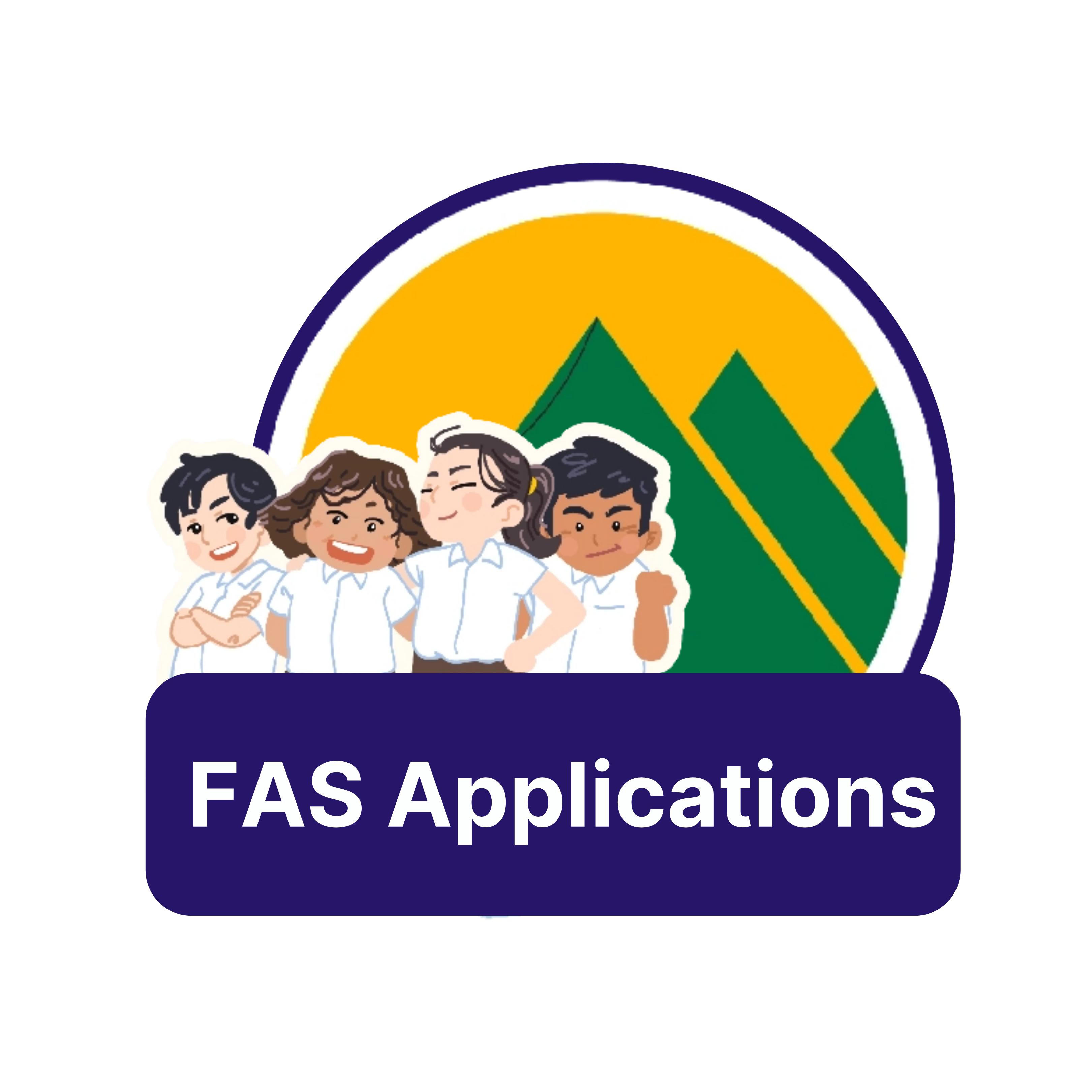 Illustration of Bukit View Secondary School students representing Financial Assistance Scheme (FAS) applications.